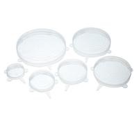 KitchenCraft Easy Stretch Tapas de silicona / Tapas para alimentos / Agarres para abrelatas, Transparente, Juego de 6