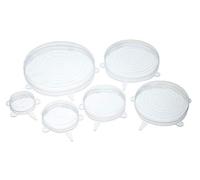 KitchenCraft Easy Stretch Tapas de silicona / Tapas para alimentos / Agarres para abrelatas, Transparente, Juego de 6