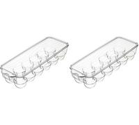 KitchenCraft Fridge-Safe Plastic Egg Holder with Lid, 32.5 x 11.5 cm (13" x 4.5") - Transparent (Paquete de 2)