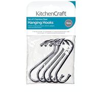 KitchenCraft Ganchos de Metal Cromado en Forma de S para Colgar Utensilios en la Cocina, Tamaño Grandes (10 cm), Paquete de 5 unids.