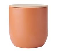 KitchenCraft Idilica Recipiente de Cocina con Tapa Hermética, Recipiente de Almacenamiento Redondo con Tapa de Madera y Acabado Mate para Té, Café o Azúcar, 12 x 12cm, Terracota