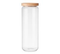 KitchenCraft Idilica Tarro de cristal con tapa de madera de haya, Bote de cristal hermético con tapa de madera para almacenamiento y organización en la cocina, 13ml