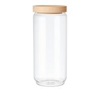 KitchenCraft Idilica Tarro de cristal con tapa de madera de haya, Bote de cristal hermético con tapa de madera para almacenamiento y organización en la cocina, 1ml