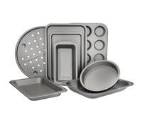 KitchenCraft Juego antiadherente para hornear y cocinar, Juego de 8 piezas para hornear que incluye molde para pan, molde redondo para tartas, bandejas para hornear, molde para pizza y bandeja para magdalenas, acero al carbono, en caja de regalo, tamaño único, gris