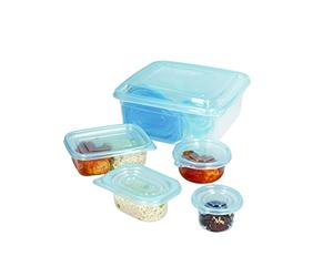 KitchenCraft Juego de 23 recipientes reutilizables de plástico para almacenamiento de alimentos, nevera, congelador y microondas, sin BPA