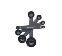 KitchenCraft Juego de cucharas medidoras magnéticas de acero inoxidable apilables de doble cara para medir ingredientes secos y líquidos, juego de 4, negro