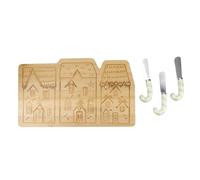 KitchenCraft Juego de quesos de bambú de la colección Cascanueces, 4 piezas, en caja de regalo, cerámica, marrón