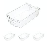 KitchenCraft Large Fridge-Safe Plastic Kitchen Storage Box, 37.5 x 21 x 10 cm (15" x 8.5" x 4") - Transparent (Paquete de 4)