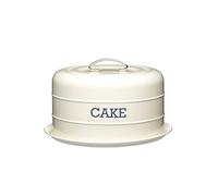 KitchenCraft Living Nostalgia Lata para Tartas, Lata hermética para tartas / Cúpula para tartas, 28,5 x 18 cm, Crema antigua