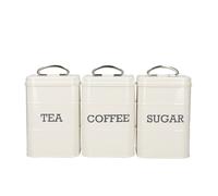 KitchenCraft Living Nostalgia Tarros para Té Café y Azúcar en Caja de Regalo, Acero, Crema Antiguo, Juego de 3 Piezas