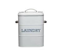 KitchenCraft Living Nostalgia Lata de metal para detergente en polvo de 3 kg, Accesorio para caja de almacenamiento de detergente de cocina/útil, 19 x 16 x 27 cm - Gris francés