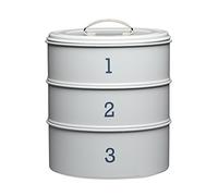 KitchenCraft Living Nostalgia Juego de 3 Cajas Metálicas Apilables, 22 x 27 cm - Gris