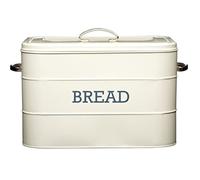 KitchenCraft Living Nostalgia Recipiente para Pan de Acero, Asa de Fácil Apertura, Vintage, Beige