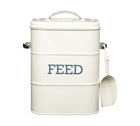 KitchenCraft Lata de Almacenamiento de Comida para Mascotas con Pala de Metal,Alimento Seco para Animales, Recipiente de Metal para Peros Pájaros, Gatos, Conejos, Conejillos de Indias, Crema Antiguo