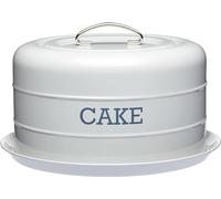 KitchenCraft Living Nostalgia Lata para Tartas, Lata hermética para tartas / Cúpula para tartas, 28,5 x 18 cm - Gris francés