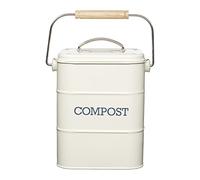 KitchenCraft Living Nostalgia Cubo de basura, Metal, 16,5 x 12 x 24 cm, Crema antiguo