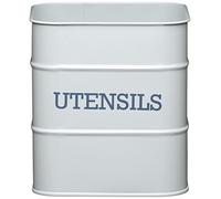 KitchenCraft Recipiente metálico para utensilios de cocina, Recipiente de almacenamiento de cocina para cucharas de madera,cubiertos y utensilios de cocina/horneado, 15x16 cm - Gris francés