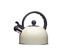 KitchenCraft Living Nostalgia Tetera Vintage con Silbadora, Calentador de Agua para Cocinas de Inducción y Eléctricas; 1.4L, Metálica, 18 x 21.5 x 21 cm - Color Crema