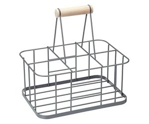 KitchenCraft Living Nostalgia Wire Metal Milk Crate/Bottle Carrier, 29 x 20 x 13 cm - Grey