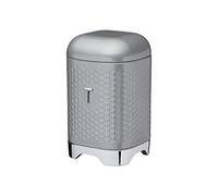 KitchenCraft Lovello Textured Tea Caddy with Geometric Hexagon Pattern, 11 x 11 x 19 cm (4.5" x 4.5" x 7.5") - Gris Sombra