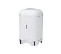 KitchenCraft Lovello Textured Tea Caddy with Geometric Hexagon Pattern, 11 x 11 x 19 cm (4.5" x 4.5" x 7.5") - Ice White