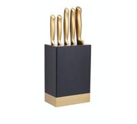 MasterClass Juego de cuchillos con bloque, 5 piezas, acero inoxidable color latón, 15,5 x 9,5 x 22 cm ( 6,1 x 3,7 x 8,7'' ), latón/negro