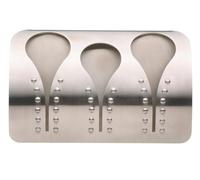 KitchenCraft MasterClass Soporte Colgador para 3 Paños de Cocina Autoadhesivo de Acero Inoxidable, 14,8 x 13,2 x 3,6 cm