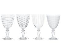KitchenCraft Mikasa Juego de 4 Copas Decorativas para Vino de Cristal, 340 ml - Efecto Plateado