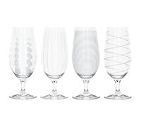 KitchenCraft Mikasa Juego de 4 Vasos Decorativos para Cerveza de Cristal, 460 ml - Efecto Plateado