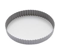 KitchenCraft Molde redondo acanalado antiadherente para flan o quiche con base suelta, 25 cm (1"), plateado