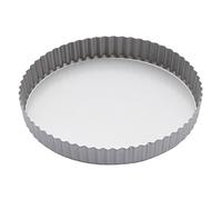 KitchenCraft Molde redondo acanalado antiadherente para flan o quiche con base suelta, 25 cm (1"), plateado