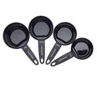KitchenCraft Juego magnético nido de 4 tazas medidoras, mide ingredientes secos/húmedos para cocinar y hornear - Negro