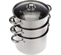 KitchenCraft - Olla Vaporera de Comida de 3 niveles / Cazuela (Stock Pot) en Caja de Regalo, Apta para Inducción, Acero Inoxidable, 22 cm