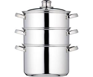 KitchenCraft - Olla Vaporera para Comida de 3 Niveles / Cazuela en Caja de Regalo, Apta para Inducción, Acero Inoxidable, 20 cm