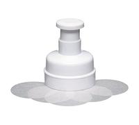 KitchenCraft Prensa de plástico para hamburguesas de ternera / Pastelera de pescado con 100 discos de cera, Blanca