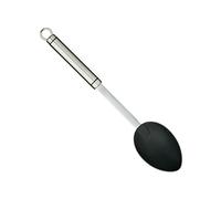 KitchenCraft Professional - Cuchara para Servir, Cabeza de Nailon Antiadherente, Acero Inoxidable, Color Plata/Negro, 34 cm