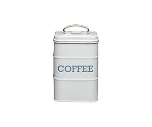 KitchenCraft - Recipiente para Café Estilo Vintage, Acero Inoxidable, 11 x 17 cm, Latas para Té y Azúcar a Juego Disponibles - Gris Francés