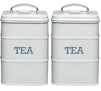 KitchenCraft - Recipiente para Té Estilo Vintage, Acero Inoxidable, 11 x 17 cm, Latas para Café y Azúcar a Juego Disponibles - Gris Cool French (Paquete de 2)