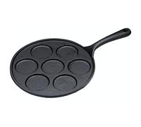 KitchenCraft Sartén de hierro fundido con 7 agujeros, apta para inducción, 24 cm (9,5"), negra