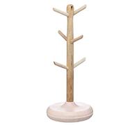 KitchenCraft Serenity Árbol de Tazas de Madera, Madera de Mango / Mármol, Marrón / Rosa, 15 x 36 cm