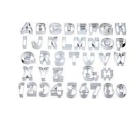 KitchenCraft Sweetly Does It Alphabet Cookie Cutters Set with Storage Bag, In Gift Box, Metal (Set of 34 Large Number and Letter Stencils)