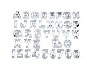 KitchenCraft Sweetly Does It Alphabet Cookie Cutters Set with Storage Bag, In Gift Box, Metal (Set of 34 Large Number and Letter Stencils)