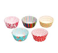 KitchenCraft Paquete de 250 moldes para magdalenas, surtido de estampados florales y de rayas "Brights", papel, multicolor, 7 cm