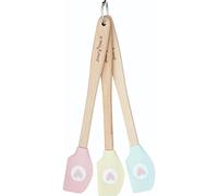 KitchenCraft Sweetly Does It Espátulas Pequeñas de Silicona para Hornear, Diseño Floral, Juego de 3 Mini Espátulas