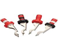 KitchenCraft Tapones de Botella de Palanca, Juego de 4 Tapones de Vino de Acero Inoxidable / Plástico con Destapador de Cerveza Incorporado,Multicolor,3,5 x 3,5 x 1 cm