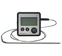 KitchenCraft Termómetro digital para alimentos y temporizador de cocina con sonda para carne, azúcar, mermelada y más, plateado, 8 x 8 x 2 cm