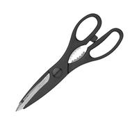 KitchenCraft Tijeras de cocina con abrebotellas, Acero inoxidable, Tijeras multiusos 21 cm (8.3''), Negro