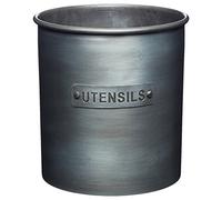 KitchenCraft Utensilios de Cocina Industriales de Estilo Vintage, Recipiente de Encimera para Cucharas y Accesorios de Cocina, 13,5 x 14,5 cm - Gris
