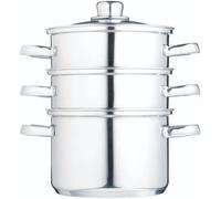 KitchenCraft Vaporera de 3 niveles de 18 cm en acero inoxidable plateado