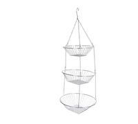 KitchenCraft Verdurero Colgante, Metal, Juego de 3 Cestas de Cocina con Cadena y Gancho, Plata, 8cm x 25cm